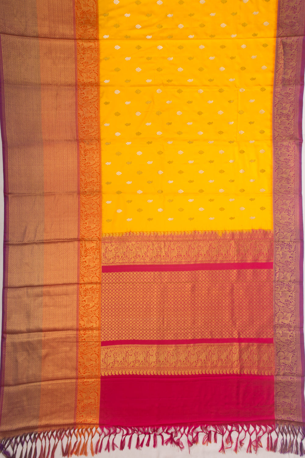 Kanchipuram Twill Silk Brocade Pale Yellow Saree