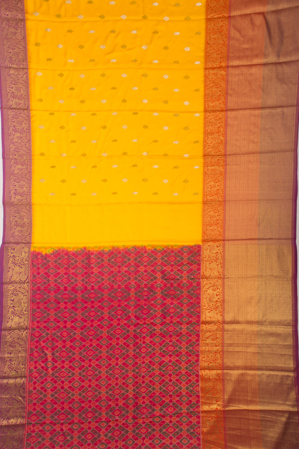 Kanchipuram Twill Silk Brocade Pale Yellow Saree