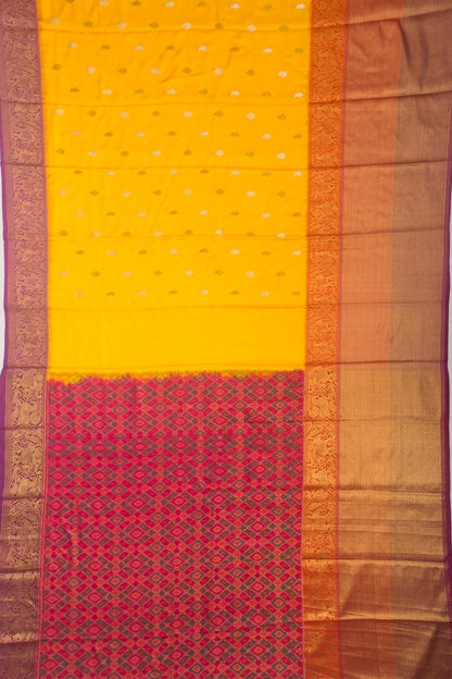 Kanchipuram Twill Silk Brocade Pale Yellow Saree