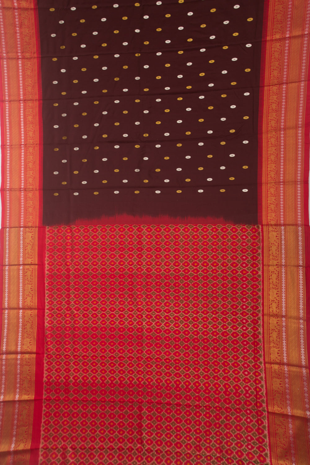 Kanchipuram Twill Silk Butta Brown Saree