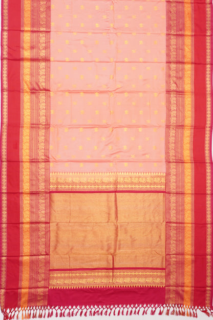 Kanchipuram Silk Twill Butta Baby Pink Saree