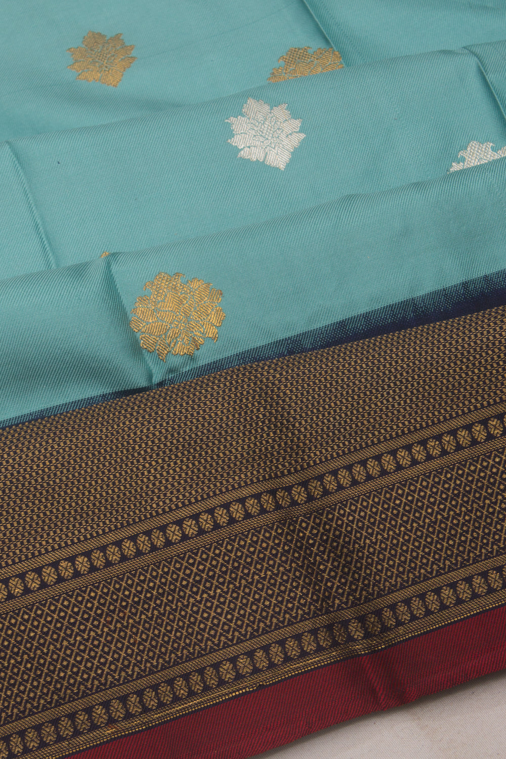Kanchipuram Silk brocade Sky Blue Saree