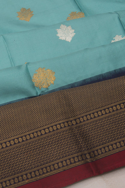 Kanchipuram Silk brocade Sky Blue Saree