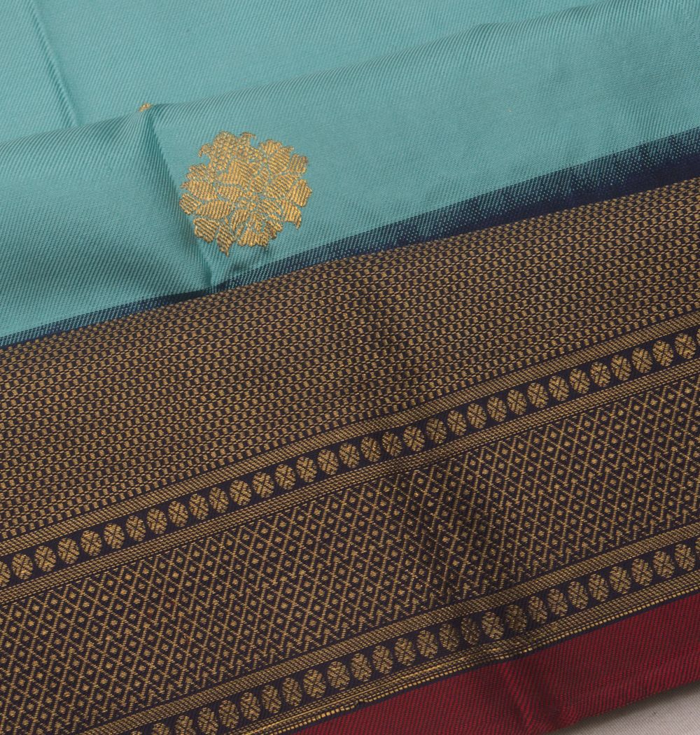 Kanchipuram Silk brocade Sky Blue Saree