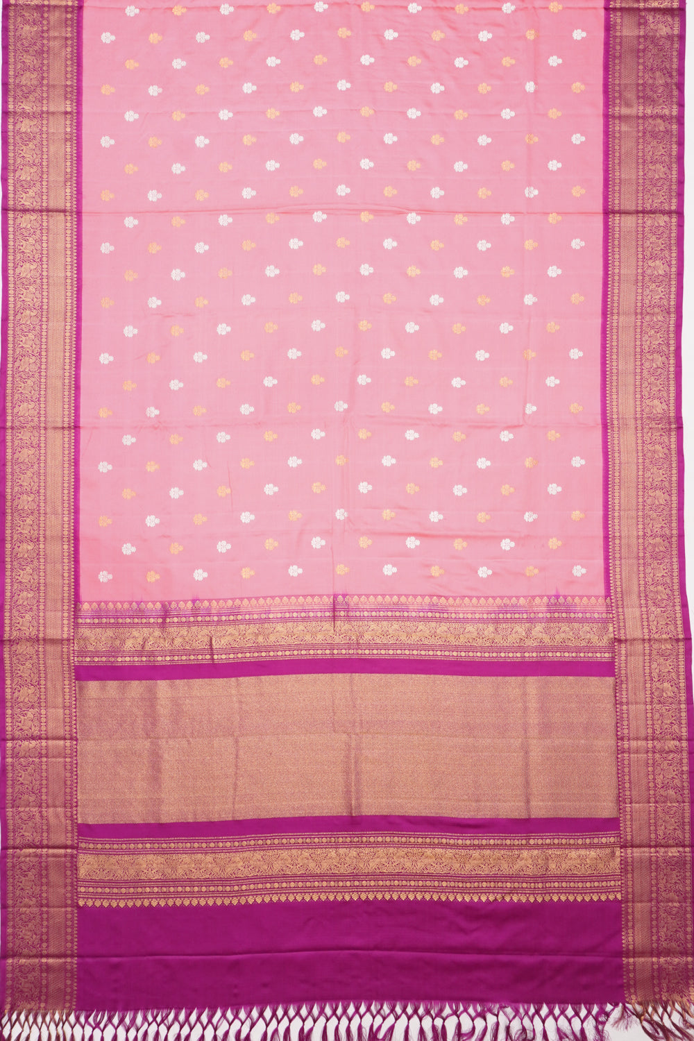 Kanchipuram Silk Twill Butta Pink Saree