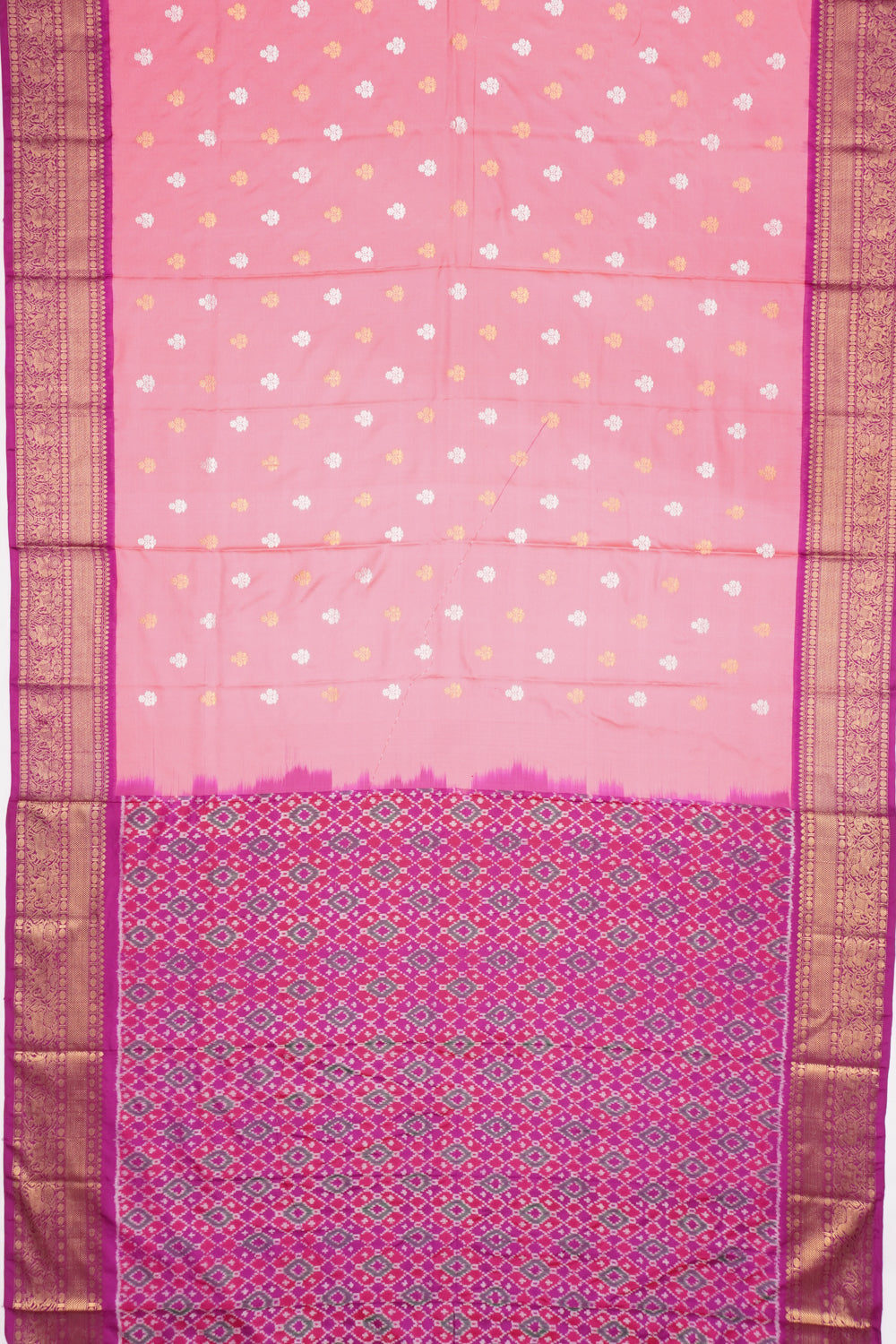 Kanchipuram Silk Twill Butta Pink Saree