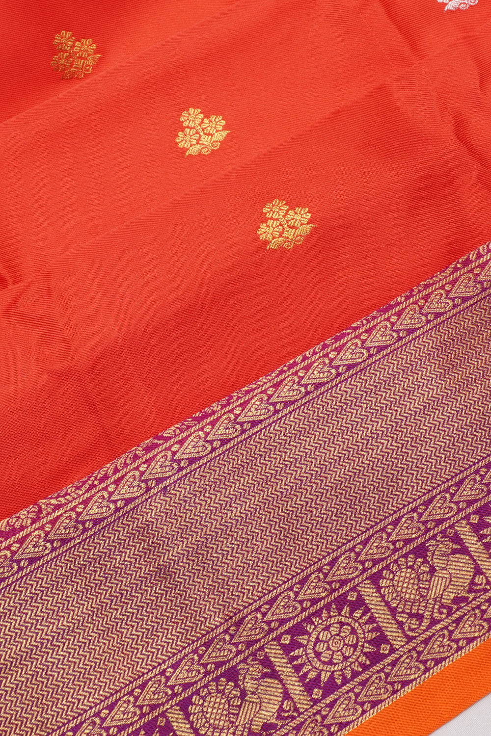 Kanchipuram Silk Twill Butta Dual Tone Red Saree