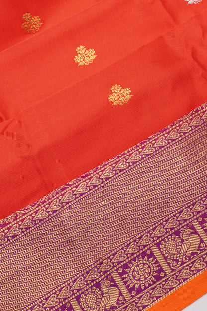 Kanchipuram Silk Twill Butta Dual Tone Red Saree