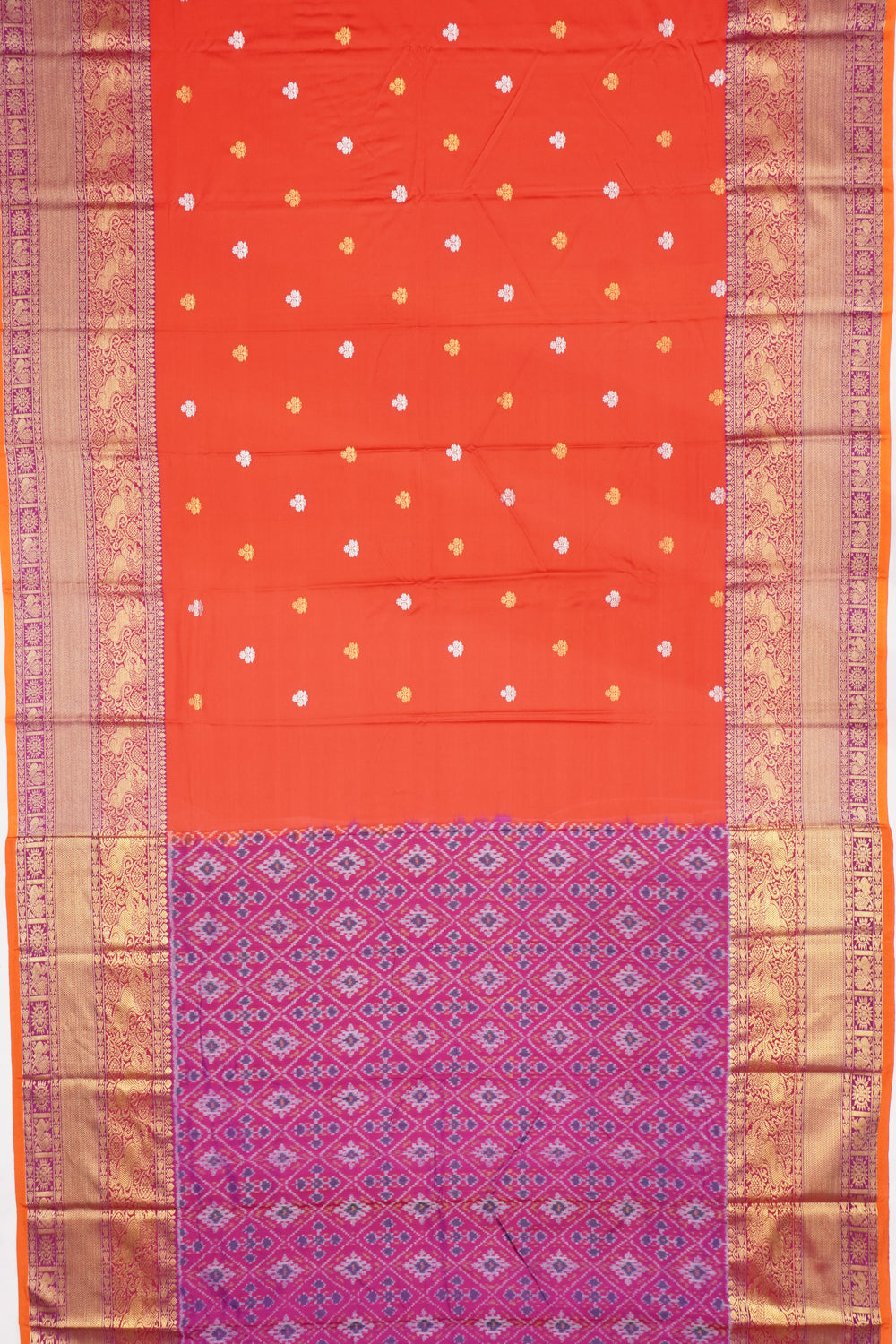 Kanchipuram Silk Twill Butta Dual Tone Red Saree
