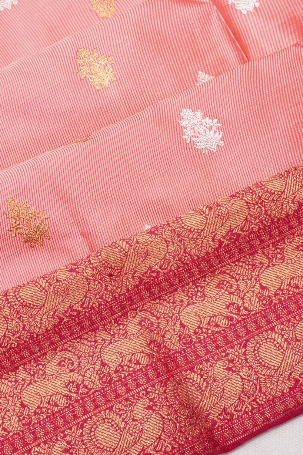 Kanchipuram Silk Twill Butta Baby Pink Saree