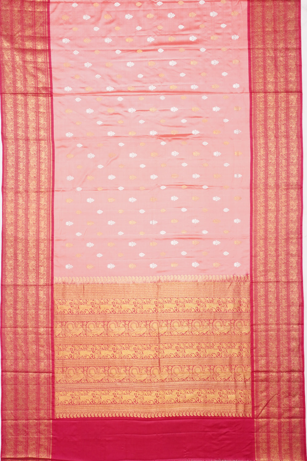 Kanchipuram Silk Twill Butta Baby Pink Saree