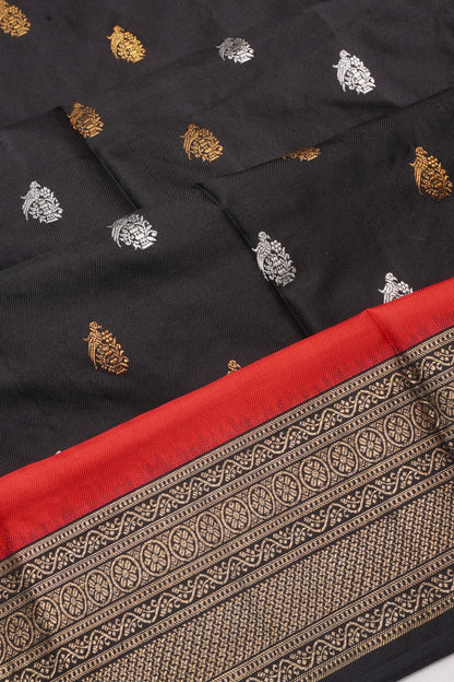 Kanchipuram Silk Twill Butta Black Saree