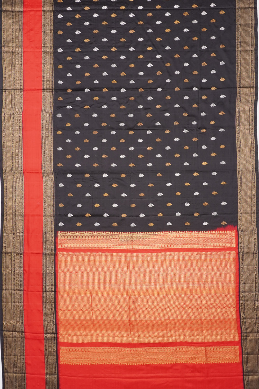 Kanchipuram Silk Twill Butta Black Saree