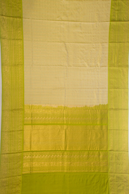 Kanchipuram Silk Twill Checks Pastel Green Saree