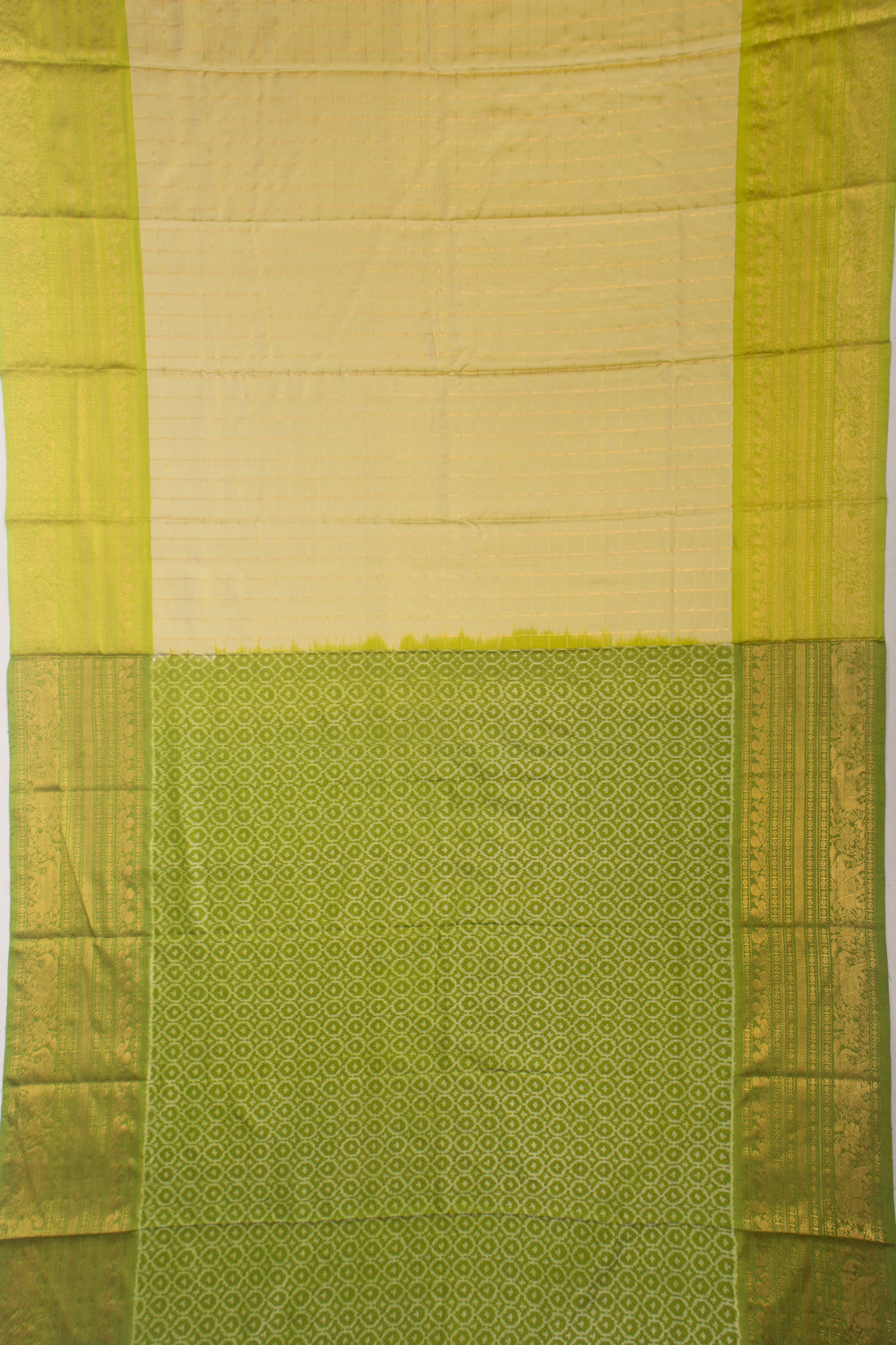 Kanchipuram Silk Twill Checks Pastel Green Saree