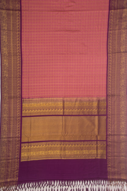 Kanchipuram Silk Checks Lilac Saree