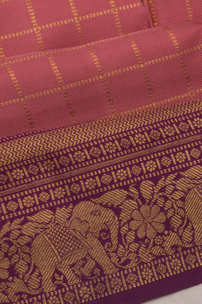 Kanchipuram Silk Checks Lilac Saree