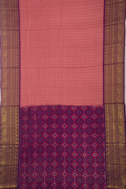 Kanchipuram Silk Checks Lilac Saree