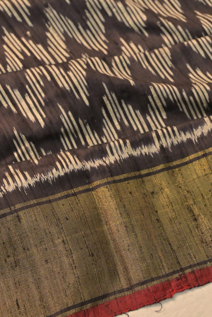 Pochampally Tussar Ikat Black Saree