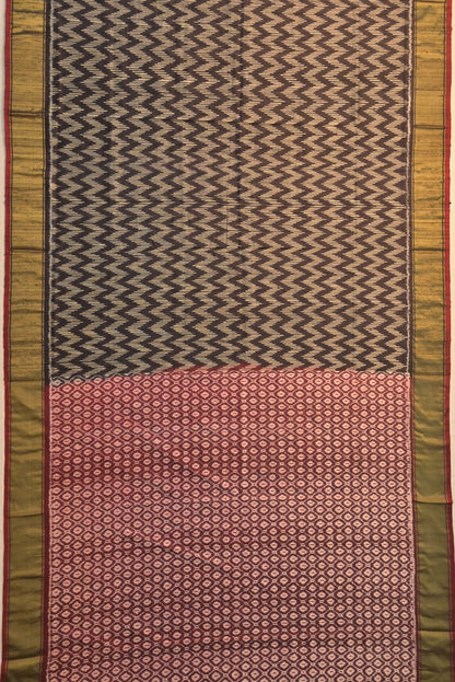 Pochampally Tussar Ikat Black Saree