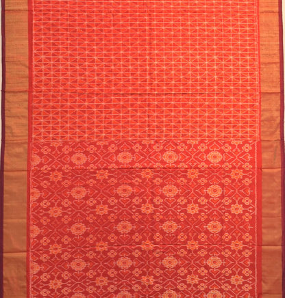 Pochampally Tussar Ikat Orange Saree