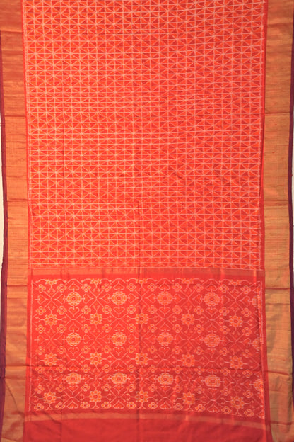 Pochampally Tussar Ikat Orange Saree