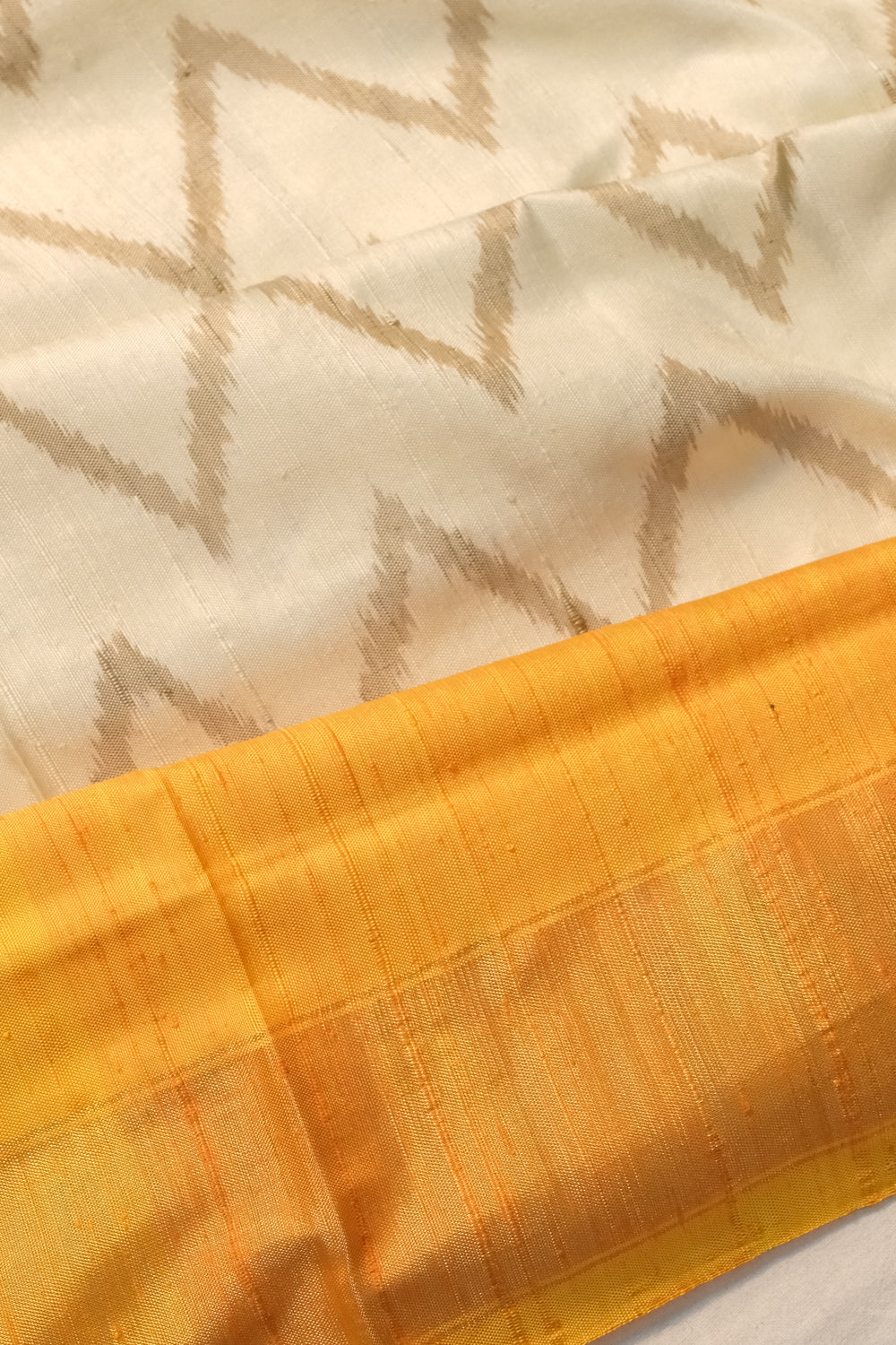 Pochampally Tussar Ikat Off White Saree