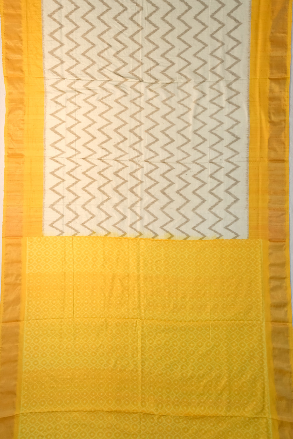 Pochampally Tussar Ikat Off White Saree