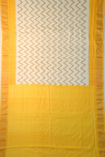 Pochampally Tussar Ikat Off White Saree