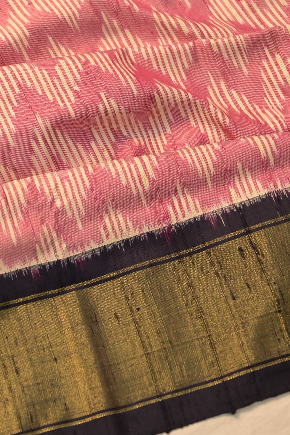 Pochampally Tussar Ikat Peach Saree