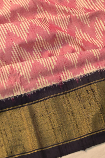 Pochampally Tussar Ikat Peach Saree