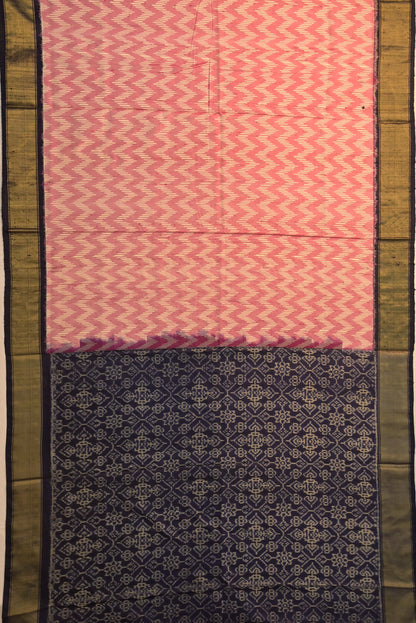 Pochampally Tussar Ikat Peach Saree