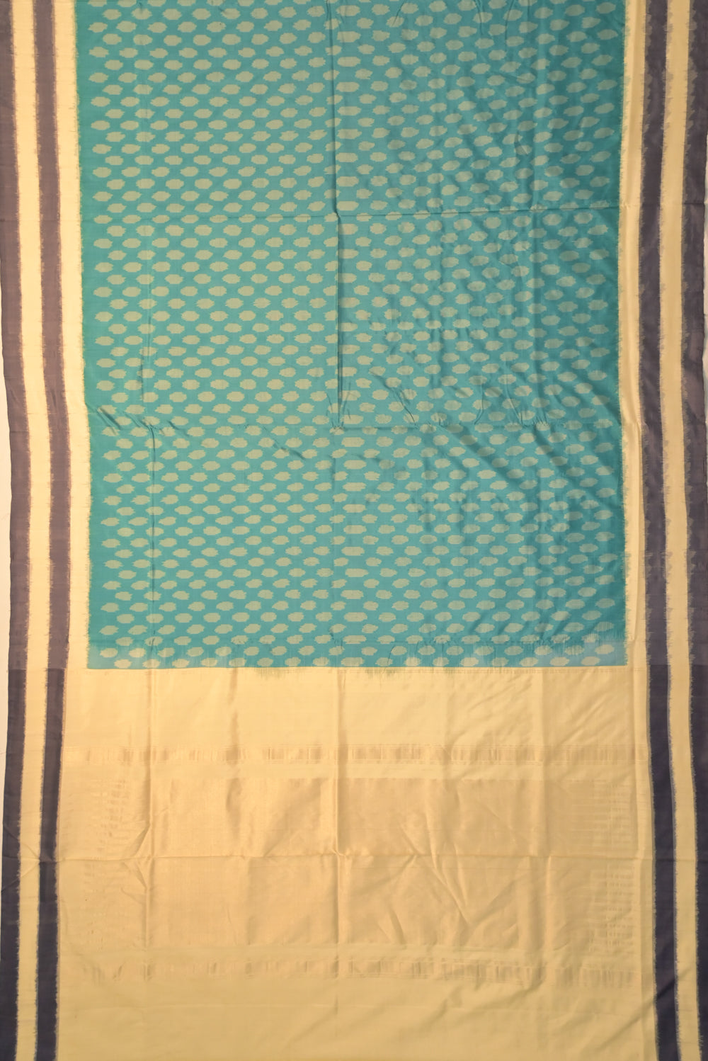 Pochampally Silk Ikat Butta Teal Blue Saree