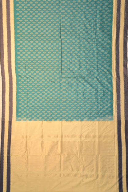 Pochampally Silk Ikat Butta Teal Blue Saree