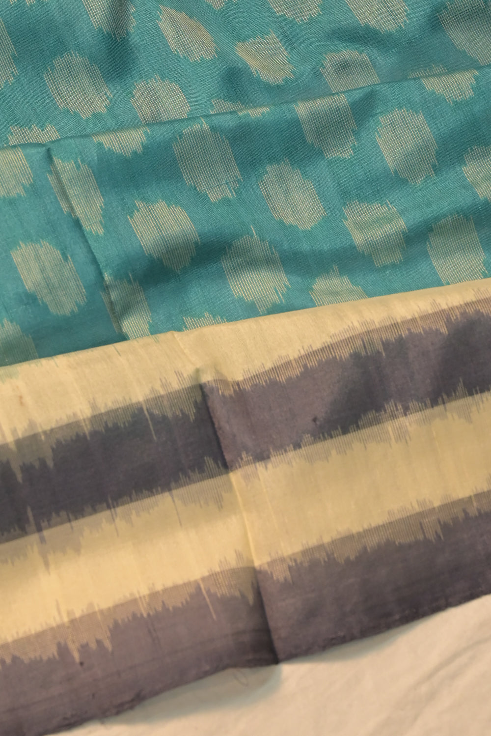 Pochampally Silk Ikat Butta Teal Blue Saree