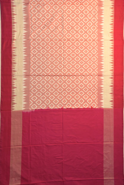 Pochampally Silk Ikat Cream Saree
