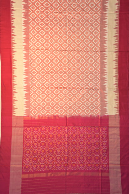 Pochampally Silk Ikat Cream Saree