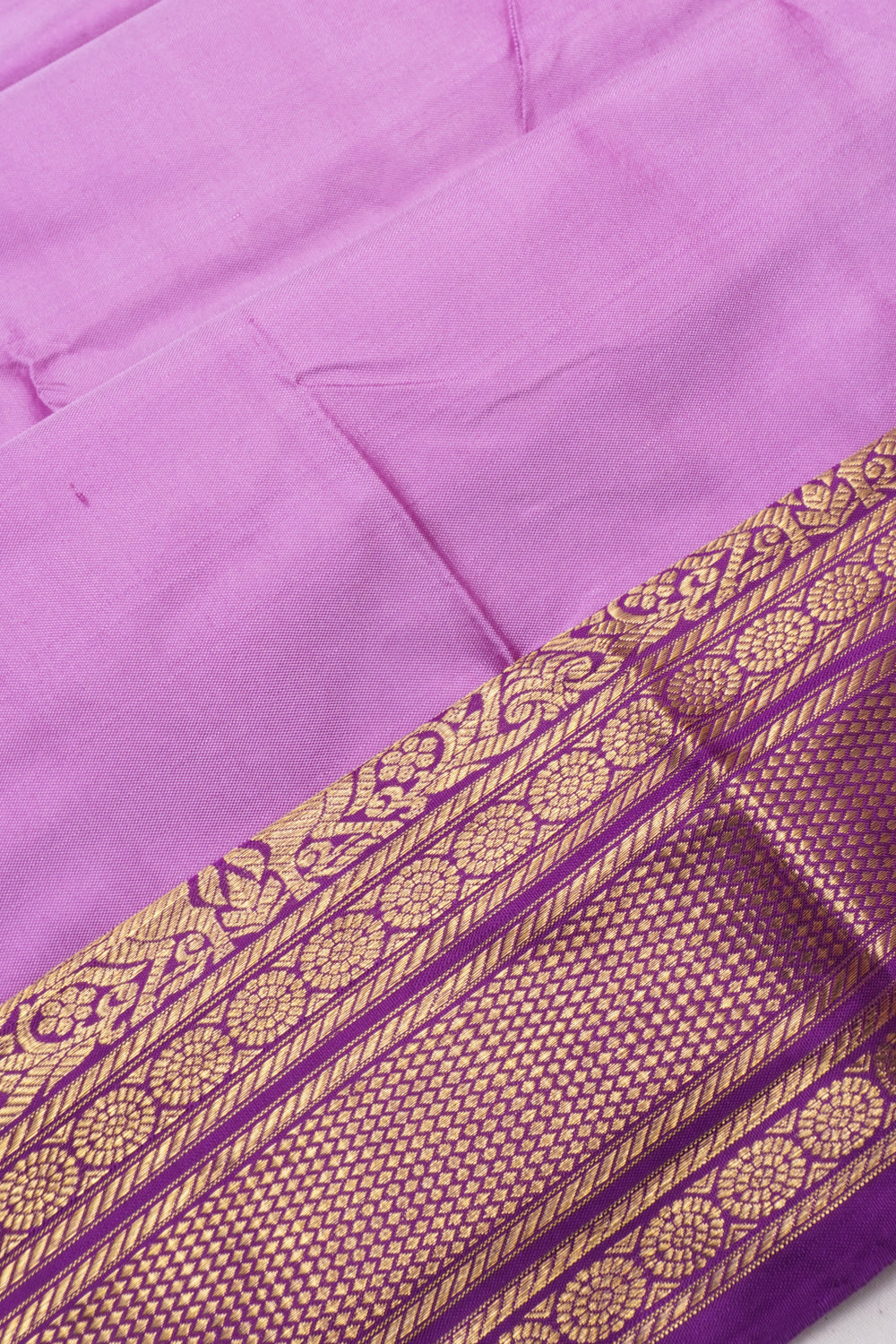 Kanchipuram Silk Plain Lavender Saree