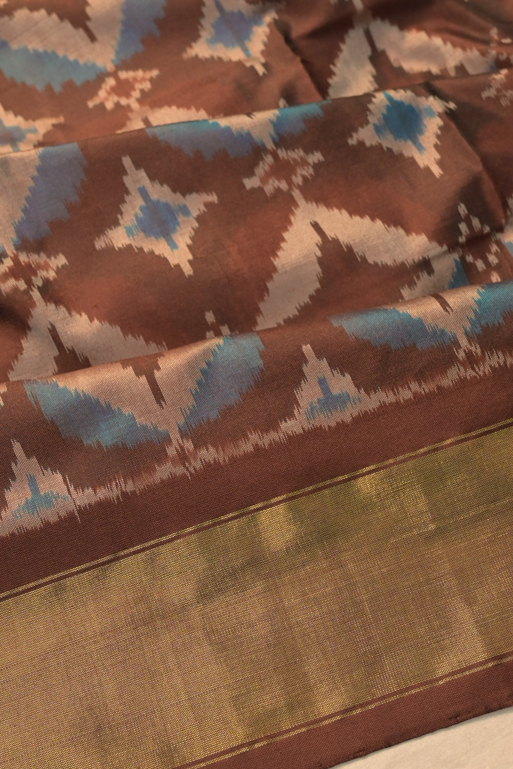 Pochampally Silk Ikat Brown Saree