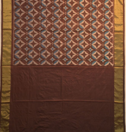 Pochampally Silk Ikat Brown Saree