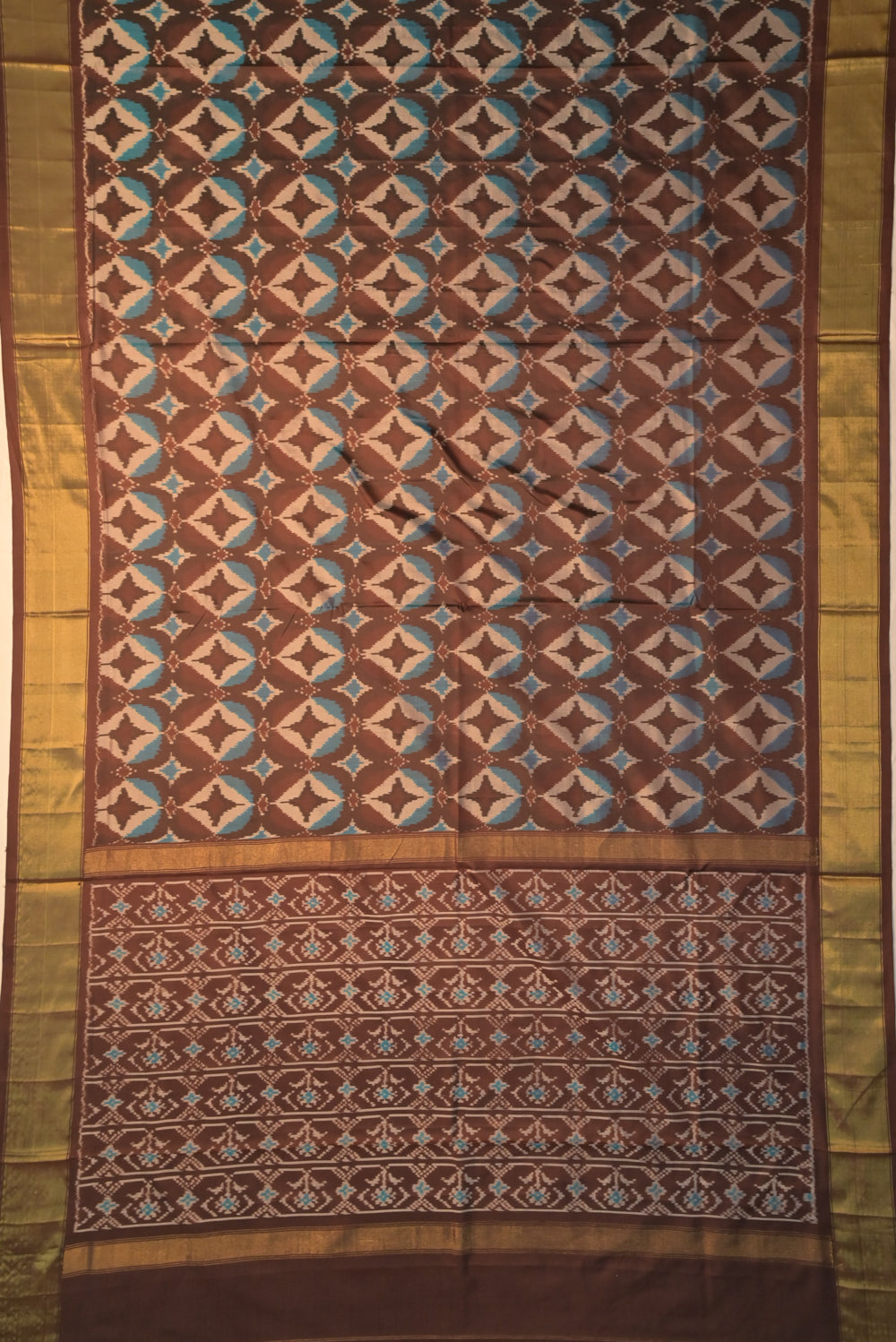Pochampally Silk Ikat Brown Saree