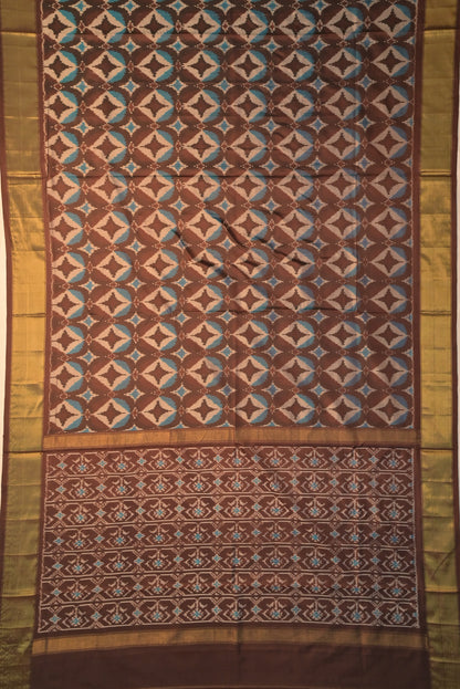 Pochampally Silk Ikat Brown Saree