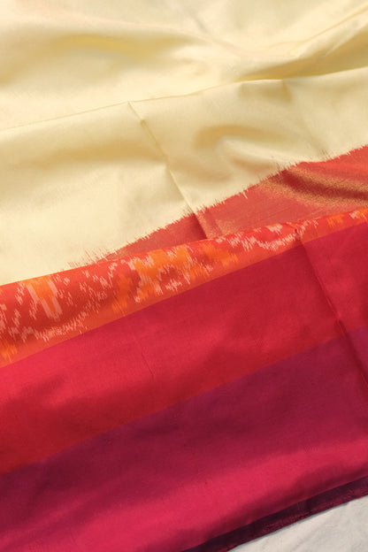 Pochampally Silk Ikat Off White Saree