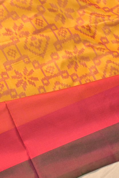 Pochampally Silk Ikat Mustard Yellow Saree