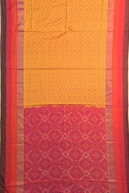 Pochampally Silk Ikat Mustard Yellow Saree