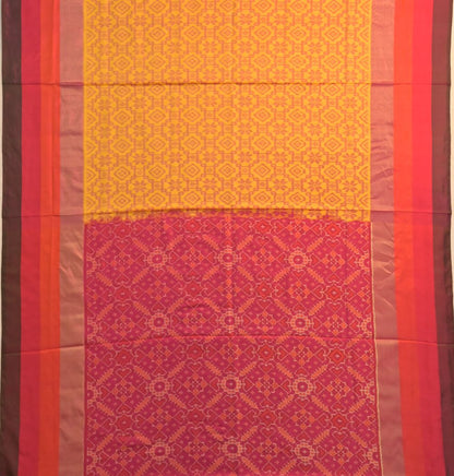 Pochampally Silk Ikat Mustard Yellow Saree