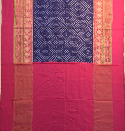 Pochampally Silk Ikat Dark Blue Saree
