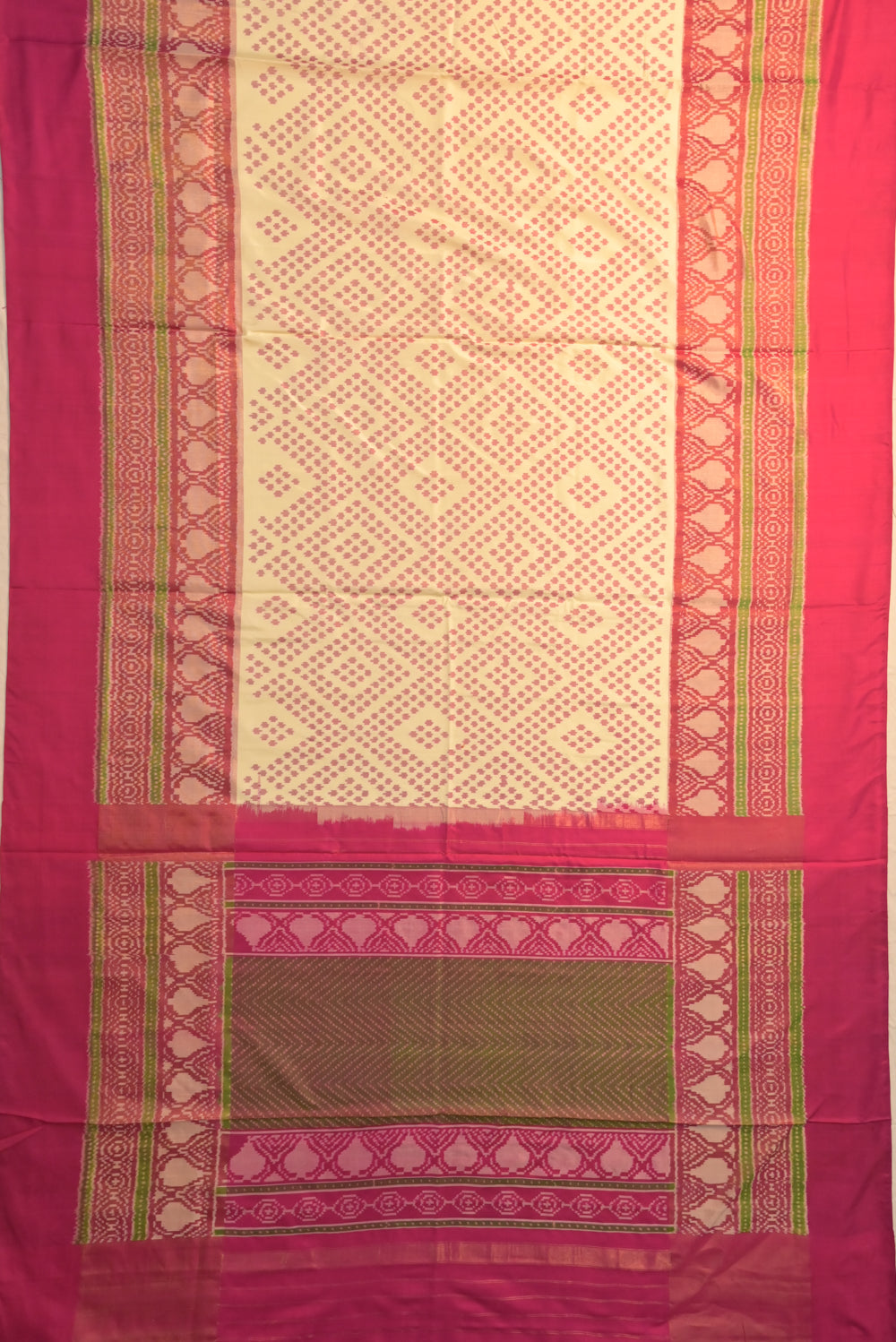 Pochampally Silk Ikat Cream Saree