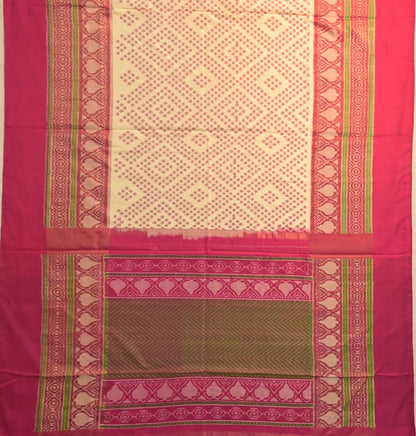 Pochampally Silk Ikat Cream Saree