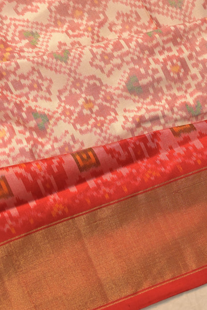 Pochampaly Silk Ikat Off White Saree